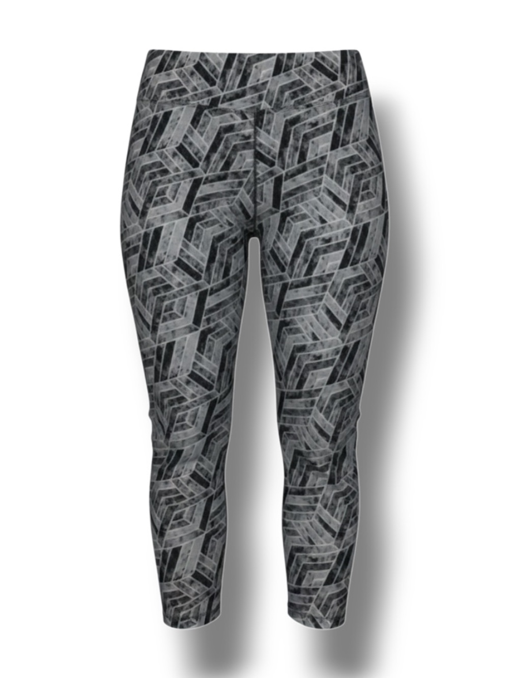 Woman Within Women’s Stretch-Cotton Knit Leggings Geometric Silver/Black 18/20